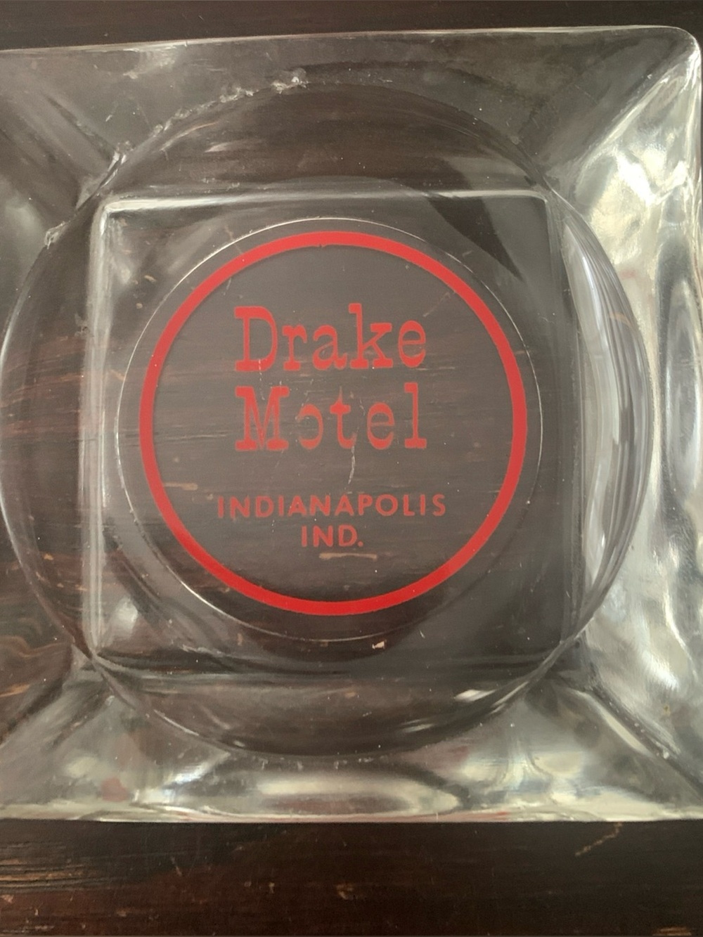 Vintage Ashtray Glass Drake Motel Indianapolis Indiana 4 Position